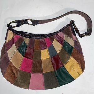 Y2K Lucky Brand Leather and Suede Patchwork Hobo Bag